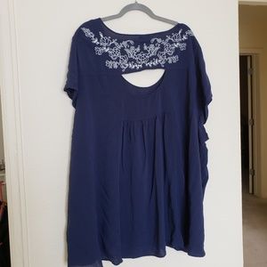Blue Torrid blouse with keyhole back